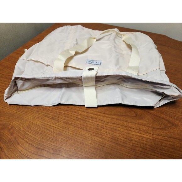 HXLGMD Beige Foldable Nylon Tote Bag For Women With Zippered Pockets 16 X 16 - Picture 3 of 11